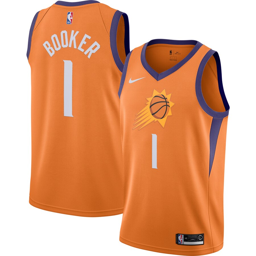 Men's Phoenix Suns #1 Devin Booker Orange NBA 2019 Stitched Jersey Men's Phoenix Suns #1 Devin Booker Orange NBA 2019 Stitched Jersey